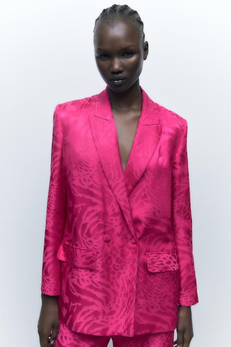 FLOWING JACQUARD BLAZER Fuchsia ZARA United Kingdom